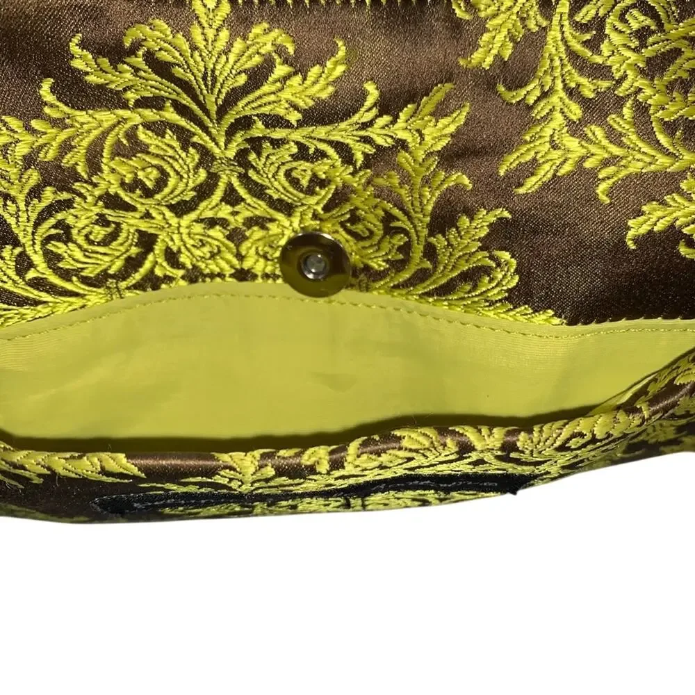 Petunia Pickle Bottom Touring Bag Diaper Bag Brown Yellow Damask Baby Crossbody